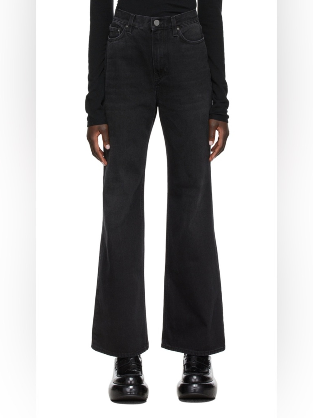 Toteme Flare Fit Denim Jeans Black 204 – High Waist Cropped – Organic Cotton